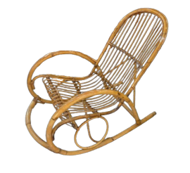 Vintage bamboo rocking armchair from the 1950s