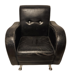 Vintage 70s club armchair in black skai leather