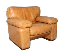 Vintage designer armchair in cognac brown leather, 1960s    
