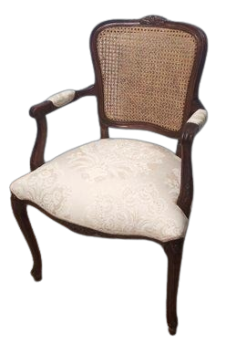 Antique Louis XV style armchair with Vienna straw back, Italy 1950s