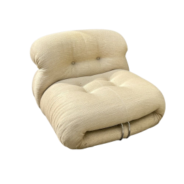 Soriana armchair by Afra & Tobia Scarpa in beige fabric, Italy 1970s