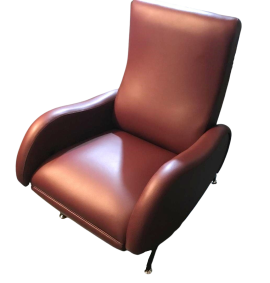 Lady Zanuso style vintage reclining armchair in leather     