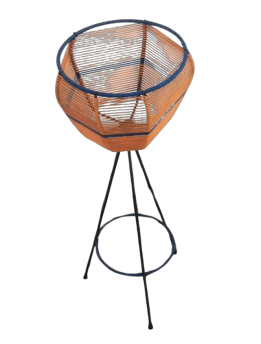 Vintage plant stand in iron and colored plastic wire, 1960s