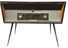 Radio console Minerva Roma con giradischi                            