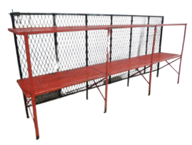 Industrial shelving unit in red lacquered fir and iron, Italy 1950s