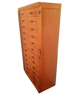 Vintage filing cabinet in beech wood with drawers, 1950s / 60s