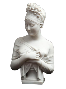 Antique white statuary marble sculpture depicting Madame Récamier