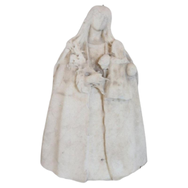 Antique sculpture of Madonna with child in white marble, mid-16th century                    
                            
