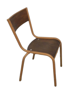Brown Mullca chair with dark wood seat, 1960s              