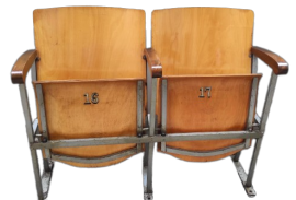 Vintage cinema chairs in wood and iron