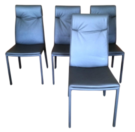 La Nuova Casa design chairs in gray leather, 2000s              