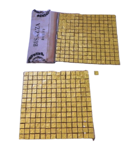 Set of 2 Bisazza mosaic sheets in gold colored glass