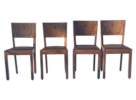 Set of 4 1940s Art Deco chairs with skai seat
