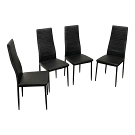 Set of 4 black eco-leather dining chairs, Italy 1970s