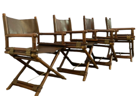 Set di 4 sedie da regista Lyda Levi per McGuire, fine anni '60                            