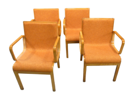 Set di 4 sedie Joc in tessuto arancione, design svedese anni '60