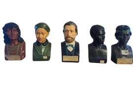 Set di 5 busti didattici anni '20 - '30 raffiguranti diverse etnie                            