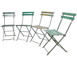 Set of four original 1950s folding bistro chairs