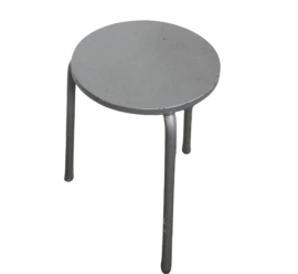 Vintage round three-legged iron stools, 1980s