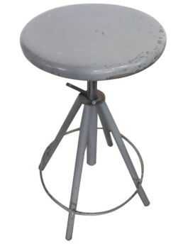 70's industrial stool in gray lacquered metal