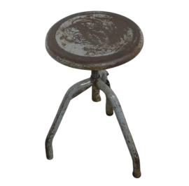 Industrial workshop stool in gray lacquered iron, 1950s            
                            