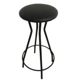 Vintage hourglass stool with black eco-leather seat                          
                            