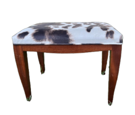 Vintage low stool in wood and animalier velvet             
                            
                            
                            