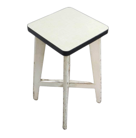 Vintage stool in fir and white formica, 1950s