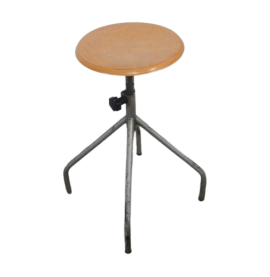 Vintage industrial 4-foot stool with adjustable height, 1970s