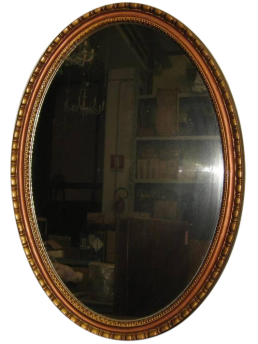 Vintage gilded oval mirror in imitation gold