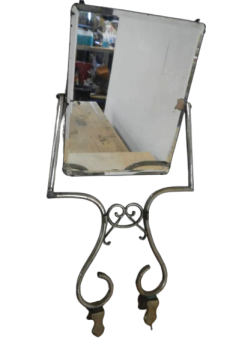1940s wrought iron mirror with clamps
