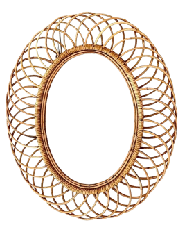 Specchio ovale in bamboo di Franco Albini per Bonacina, anni '60