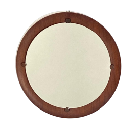 Round mirror designed by Campo e Graffi in rosewood, Italy 1960s