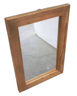 Specchio vintage con cornice in legno di abete, anni '90