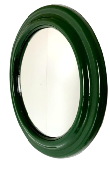 Specchio vintage rotondo in ceramica nello stile di Artemide, Italia anni '70                            