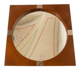 Round vintage mirror in square frame, 1970s