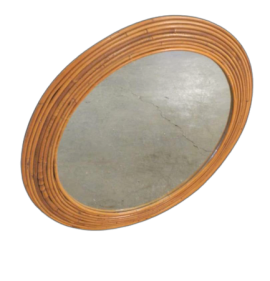 Round wicker vintage mirror