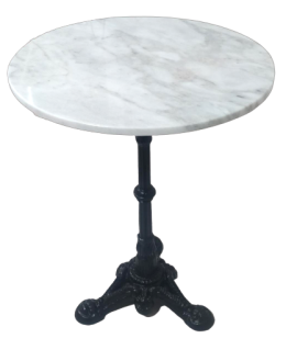 Tavolino bistrot in ghisa con piano in marmo Carrara