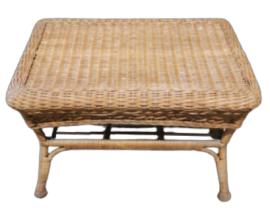 Tavolino da appoggio vintage in bamboo e rattan                            