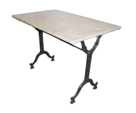 Tavolino da bistrot in ferro con piano in marmo