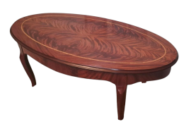 Tavolino da salotto stile antico in mogano filettato                            