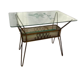 Tavolino vintage in ottone attribuito a Cesare Lacca per Fontana Arte, anni '50
