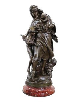 Tempête - Large antique Mathurin Moreau bronze sculpture from the 19th century