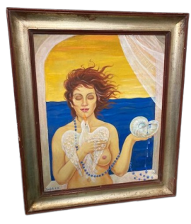 The Listening Sea - Contemporary art painting signed Conchita V. B., 1900s