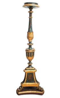Antique lacquered and gilded wood torch, Florence early 19th century