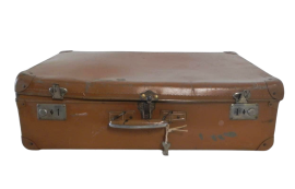 Cardboard and brown leatherette suitcase from the 70s