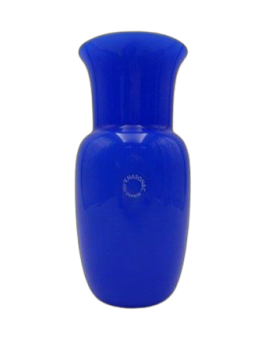 Vaso Carlo Nason in vetro di Murano opalino incamiciato blu                            
