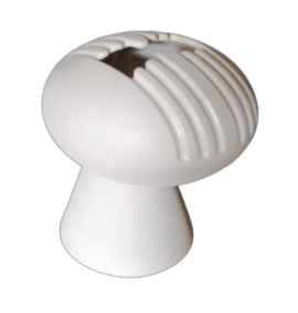 Vaso design space age in ceramica bianca di Enzo Bioli                            
