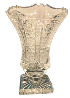 Vaso prezioso in cristallo di Boemia trasparente, anni '50