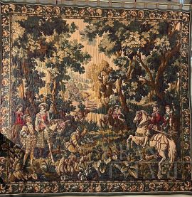 Belgian tapestry with knights, 20th century